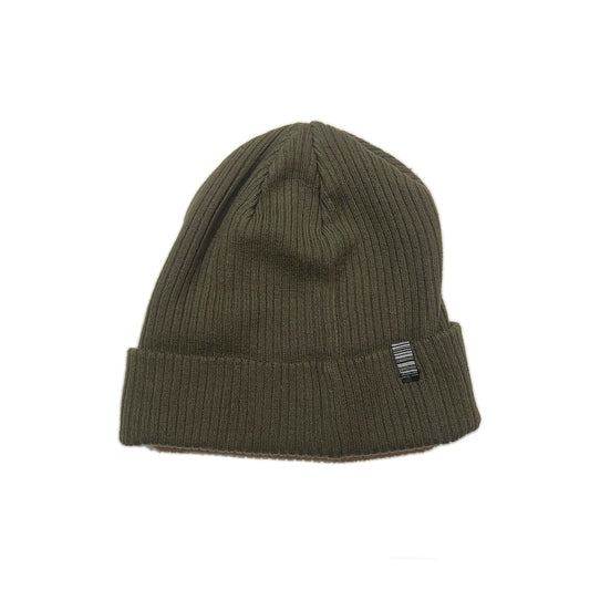 SS20 Heart Patch Organic Cotton Ribbed Beanie - Olive