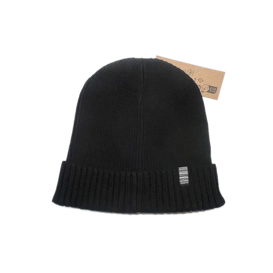 SS20 Heart Patch Organic Cotton Ribbed Beanie - Black