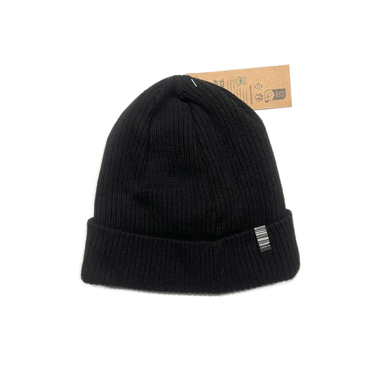 SS20 Heart Tag Organic Cotton Ribbed Beanie - Black