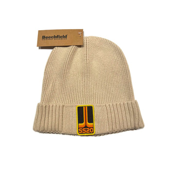 SS20 Joystick Patch Organic Cotton Ribbed Beanie - Sand