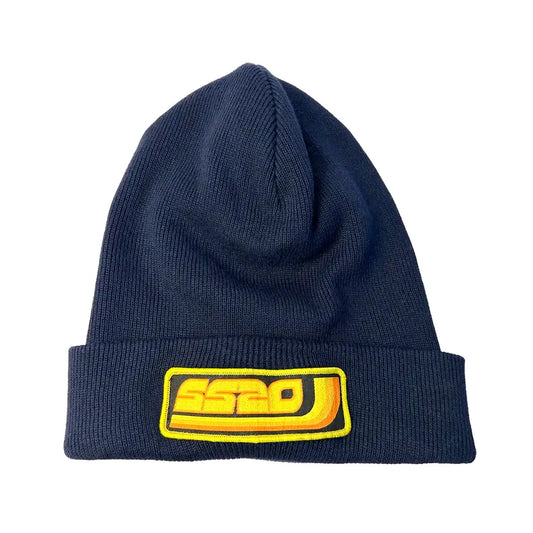 SS20 Three Line Organic Cotton Cuffed Beanie - Navy
