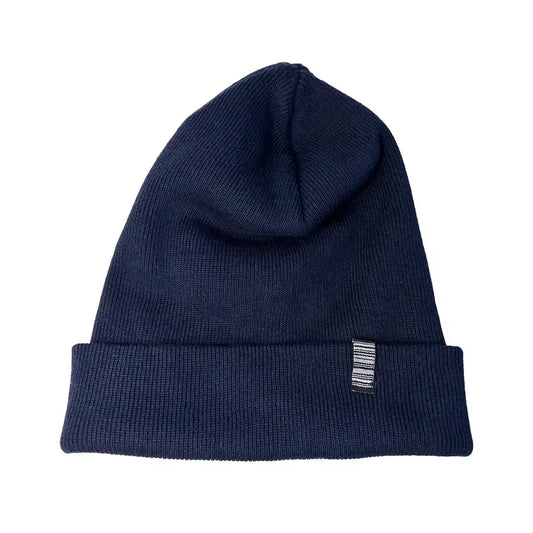 SS20 Three Line Organic Cotton Cuffed Beanie - Navy