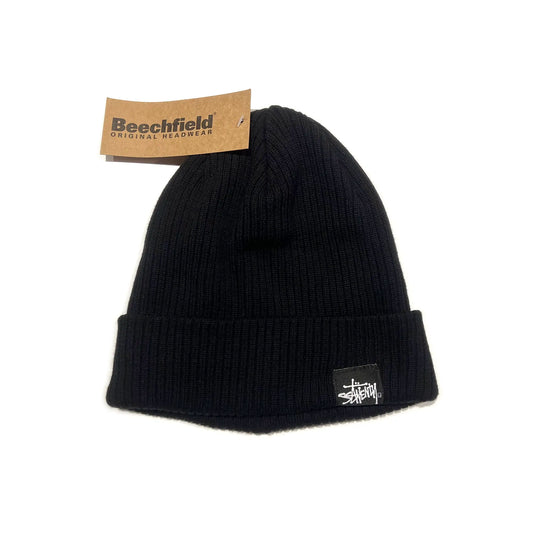 SS20 SSTWENTY Organic Cotton Ribbed Beanie - Black