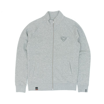 SS20 Heart Logo Zip Crew Sweatshirt - Heather Grey