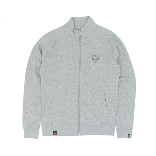 SS20 Heart Logo Zip Crew Sweatshirt - Heather Grey