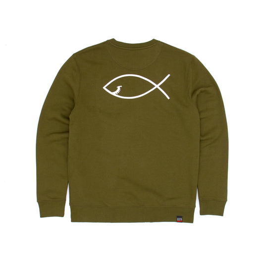 SS20 Toxic Fish Crew Sweat - British Khaki