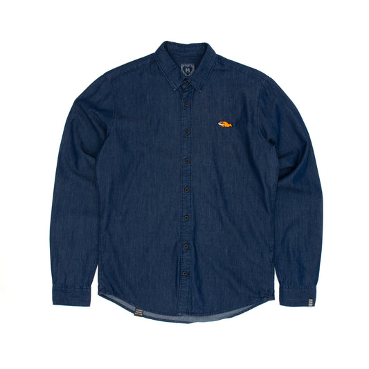 SS20 Toxic Fish Button Down Shirt - Denim