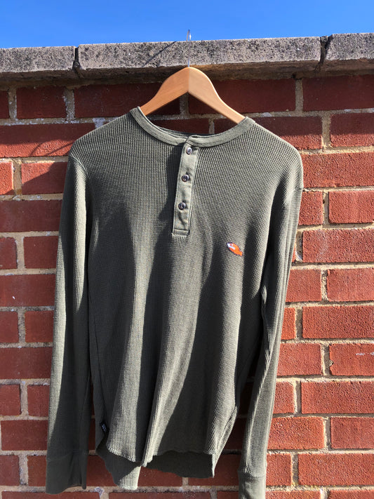Super Salvage - Uniqlo waffle thermal L/S T-Shirt Olive XS 42” chest