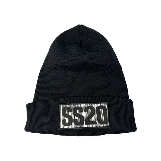 SS20 Barcode Organic Cotton Cuffed Beanie - Black