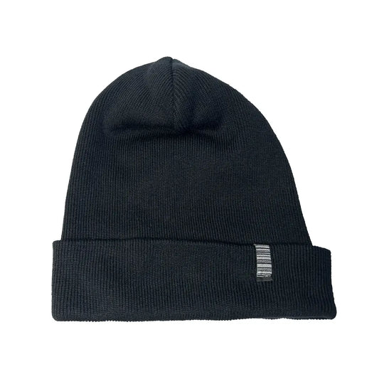 SS20 Barcode Organic Cotton Cuffed Beanie - Black