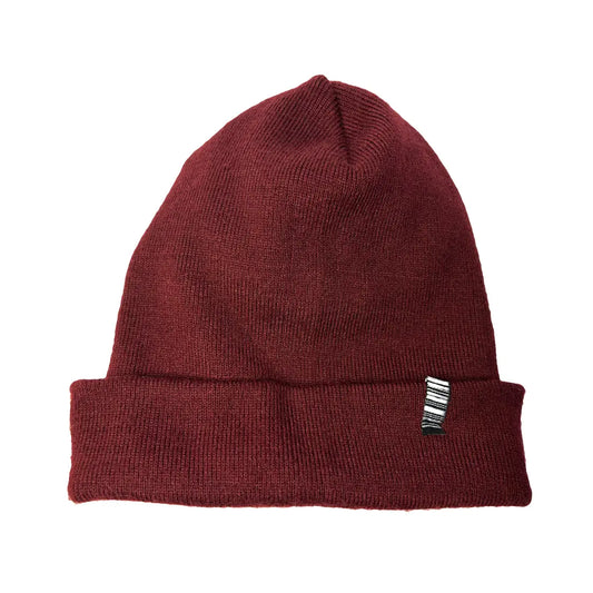 SS20 Barcode Recycled Cuff Beanie - Burgundy