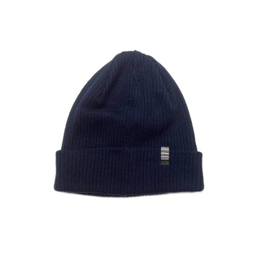 SS20 Basic Tab Organic Cotton Ribbed Beanie - Navy