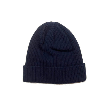 SS20 Basic Tab Organic Cotton Ribbed Beanie - Navy