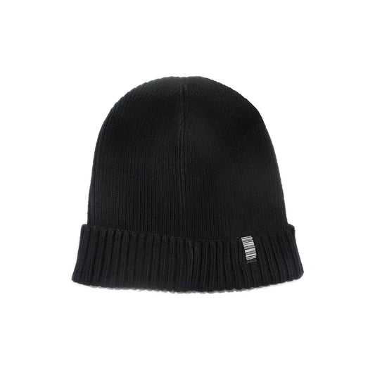 SS20 Fish Patch Organic Cotton Ribbed Beanie - Black