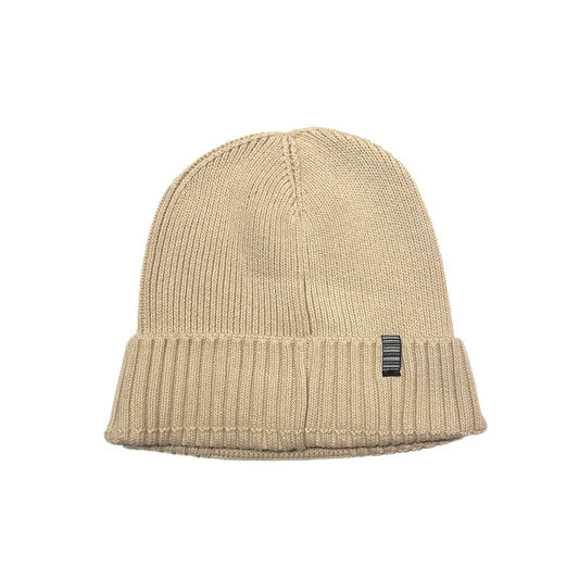 SS20 Heart Patch Organic Cotton Ribbed Beanie - Sand