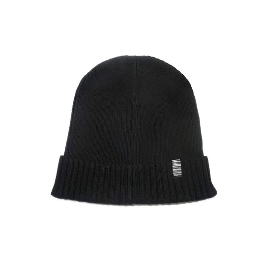 SS20 Heart Patch Organic Cotton Ribbed Beanie - Black