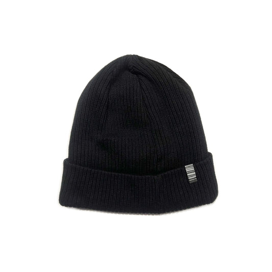 SS20 Heart Tag Organic Cotton Ribbed Beanie - Black
