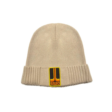 SS20 Joystick Patch Organic Cotton Ribbed Beanie - Sand