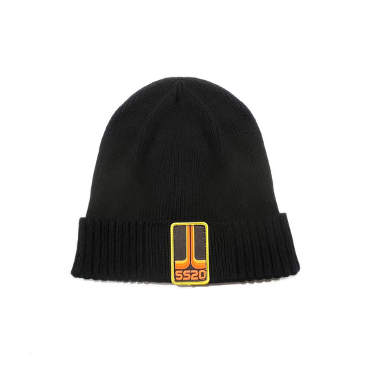 SS20 Joystick Patch Organic Cotton Ribbed Beanie - Black