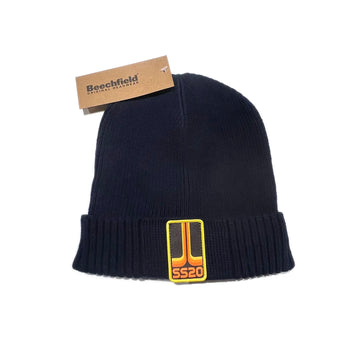 SS20 Joystick Patch Organic Cotton Ribbed Beanie - Navy
