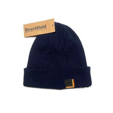SS20 Three Lines Organic Cotton Ribbed Beanie - Navy