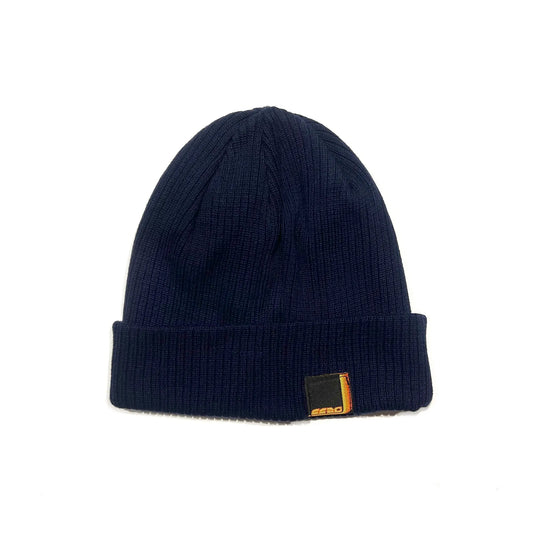 SS20 Three Lines Organic Cotton Ribbed Beanie - Navy