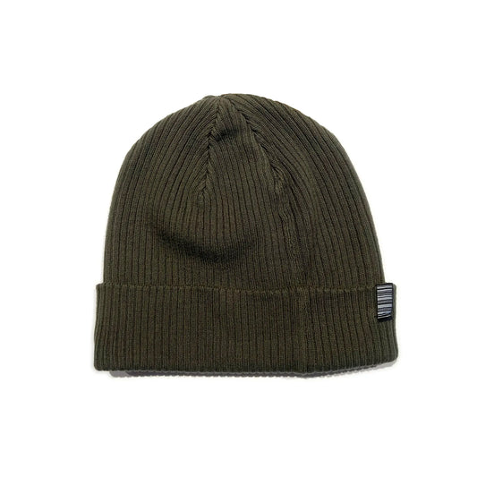 SS20 Three Lines Organic Cotton Ribbed Beanie - Olive