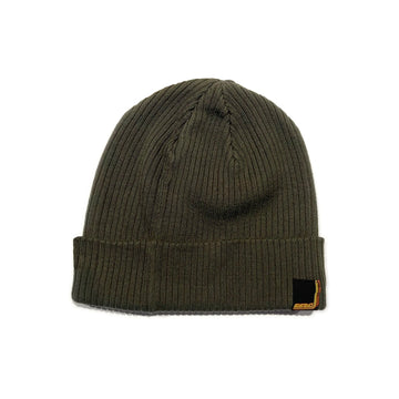 SS20 Three Lines Organic Cotton Ribbed Beanie - Olive