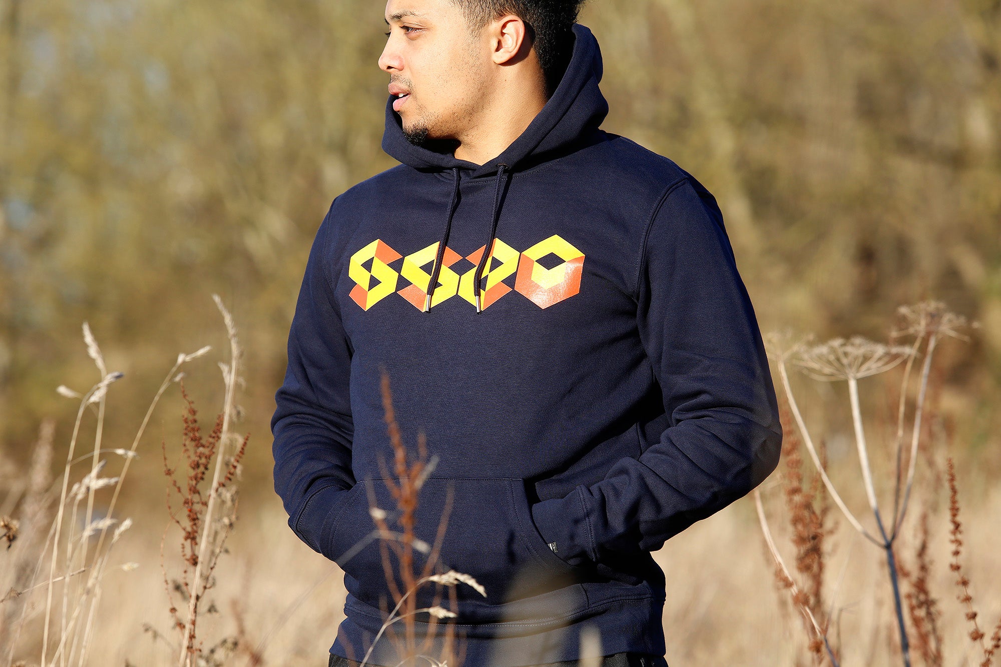 SS20 Cubed Hooded Sweatshirt - Navy