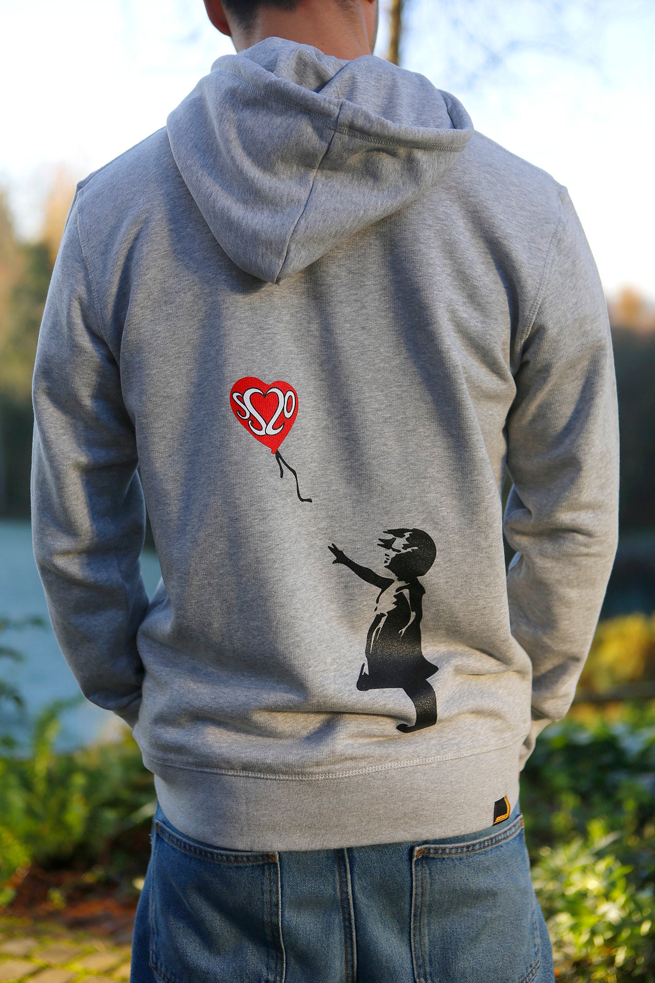 Red and sales gray hoodie