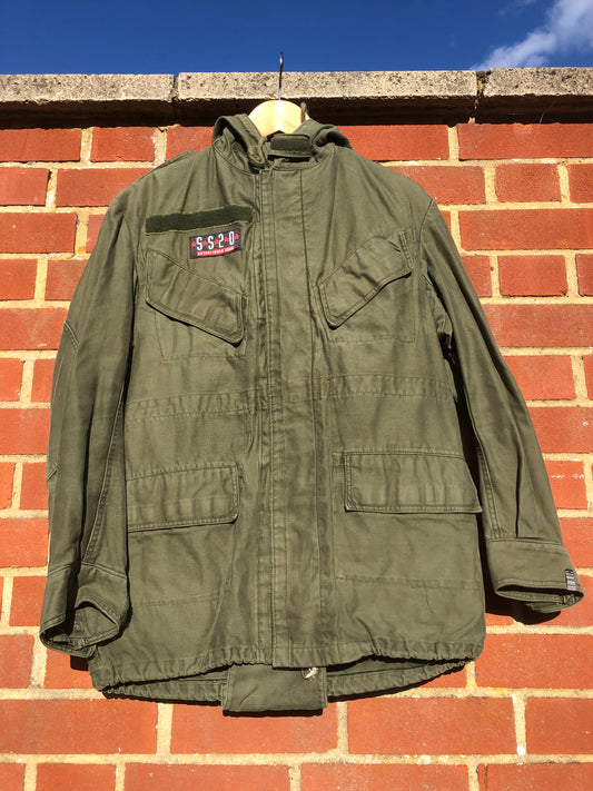 Super Salvage - Army style Hooded Jacket Green Medium